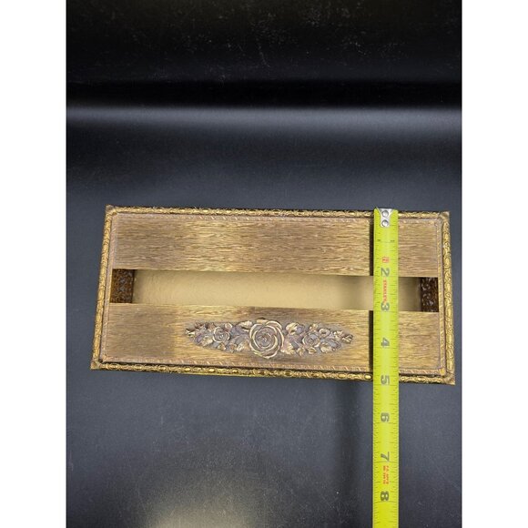 Decorative Brass Tissue Box With Rose Motif Vanity Beautiful Design 5x10.25 in - Picture 9 of 10